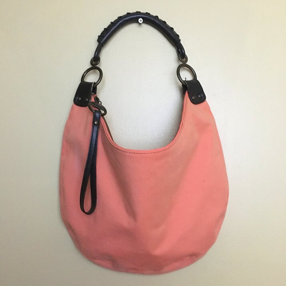 Vintage Gap Y2K Coral Pink Canvas Shoulder Bag California Beach Girl Tote Vtg